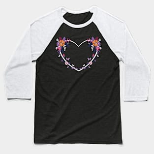 Heart with flowers and butterflies Baseball T-Shirt